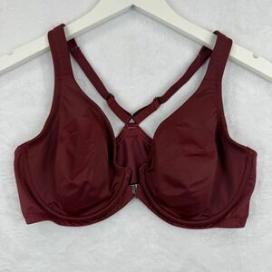 DELIMIRA Womens Front Close Underwire Racerback Bra Burgundy W431X 38C